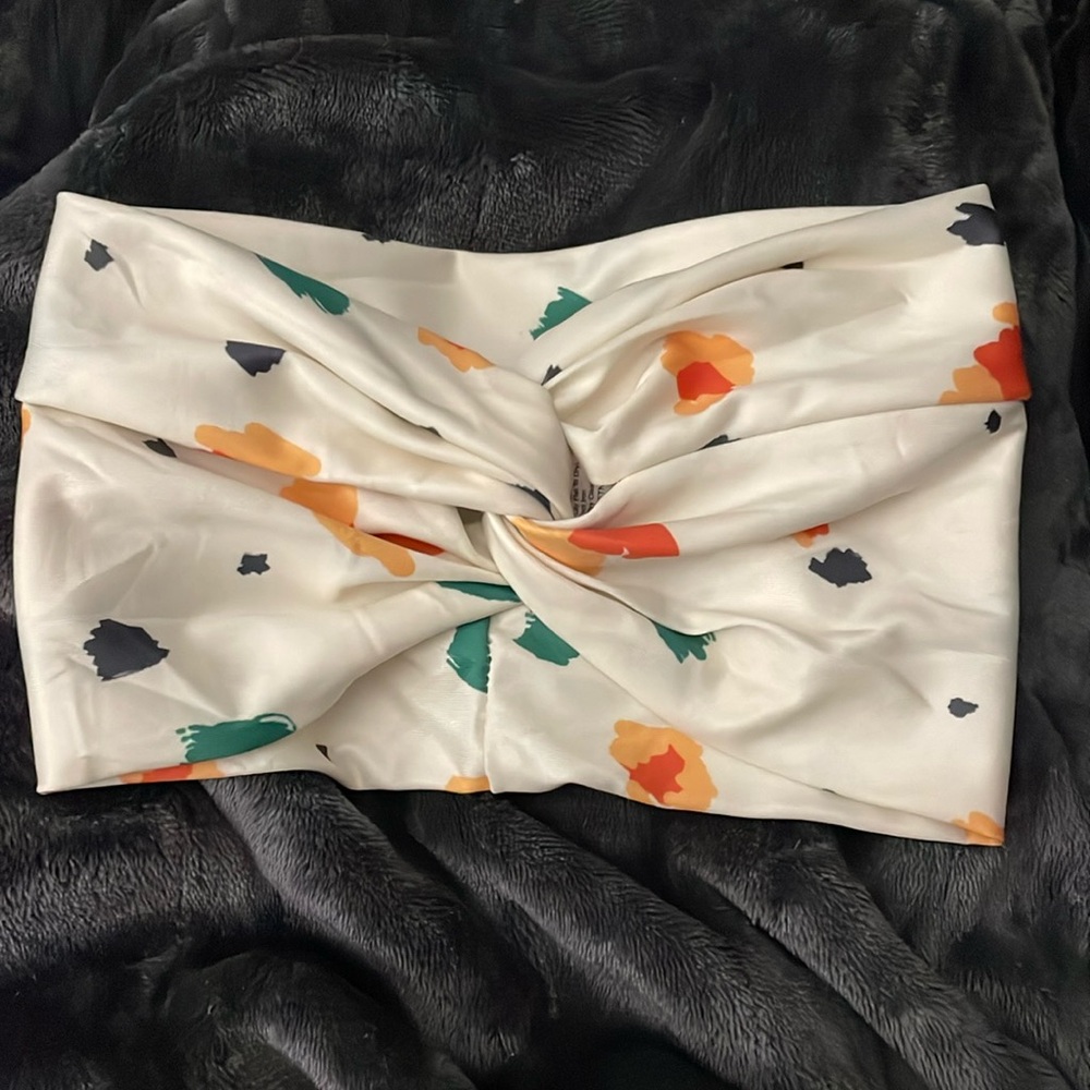 Cantu head wrap Off White with Orange GRWM